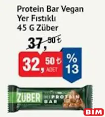 ZÜBER PROTEİN BAR VEGAN YER FISTIKLI 45 G
